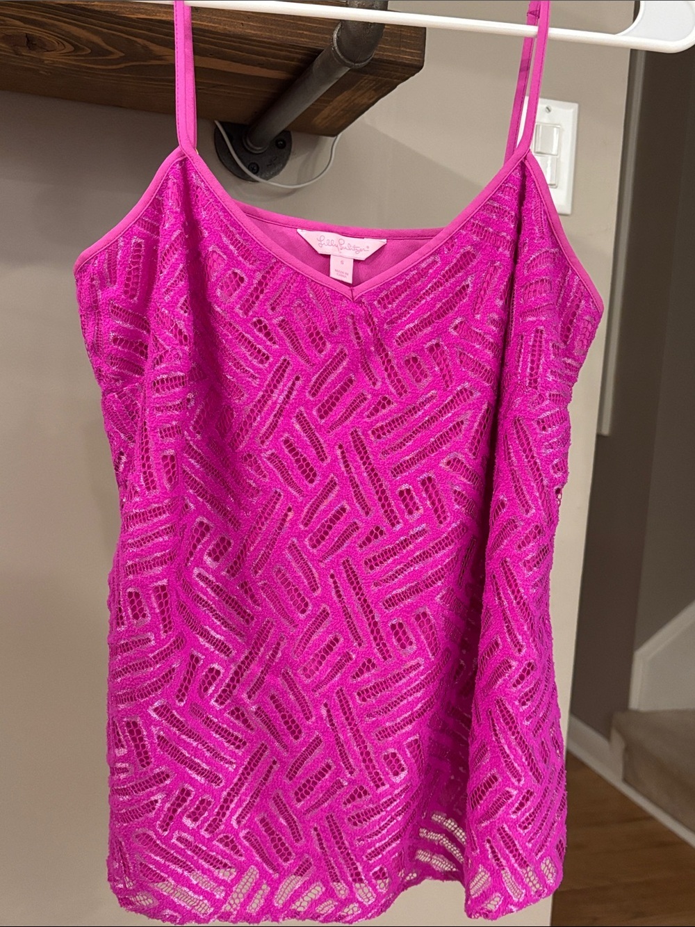 Lilly Pulitzer Fuchsia Beaded Spaghetti-Strap Cami
